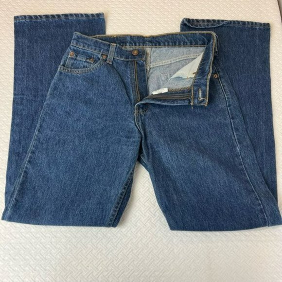 Vintage LEVI'S 511 Flare 100% Cotton Medium Indigo Blue Jeans Pants  W30 L32 - Picture 4 of 10